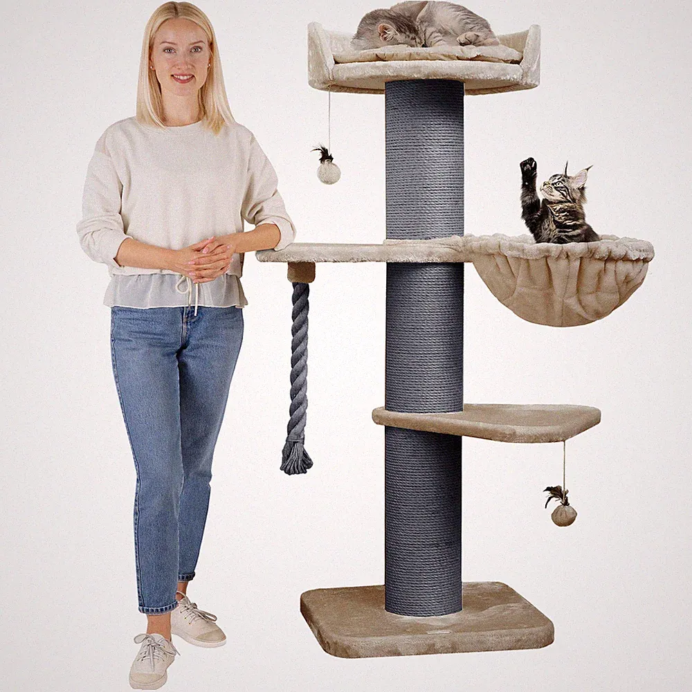 HAPPYPET Kratzbaum große Katzen 20 cm Stämme Katzenbaum 150 cm mit Spielseil