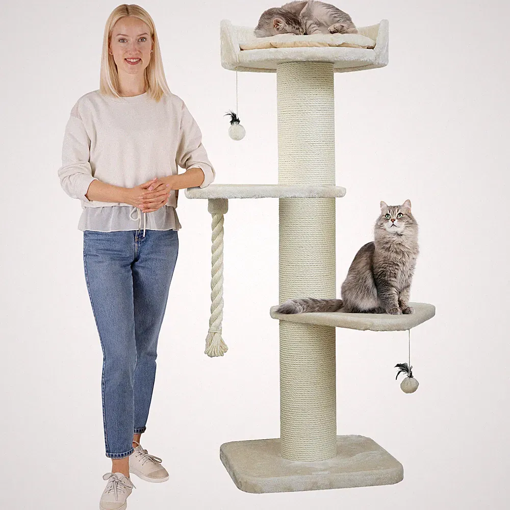 HAPPYPET Kratzbaum große Katzen 20 cm Stämme Katzenbaum 150 cm mit Spielseil