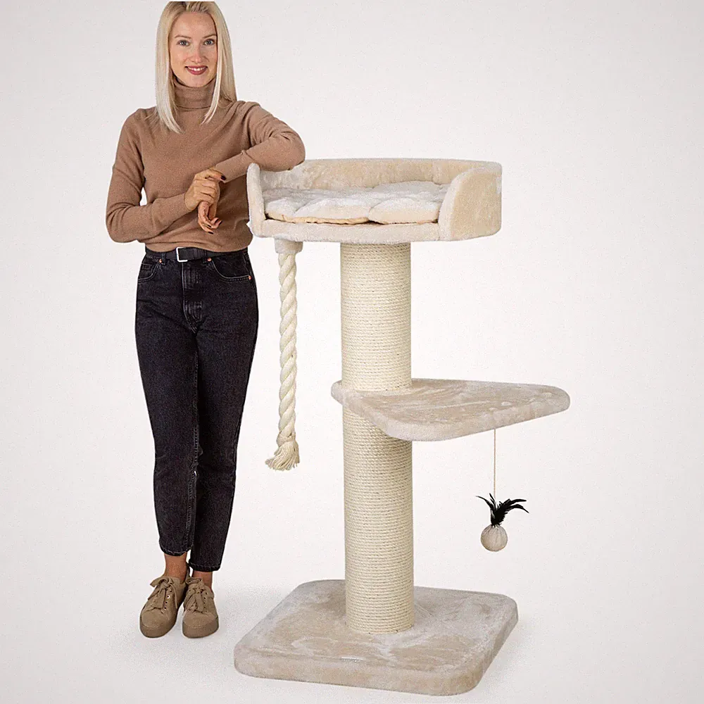 happypet massiver premium kratzbaum, für große katzen, 120 cm hoch