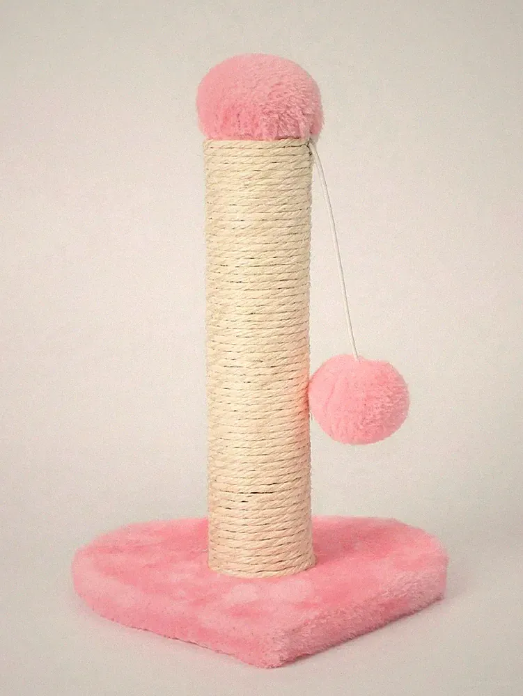 Herzförmige Kuschelmatte mit Ball und Katzenkratzspielzeug hängender Katzenkratzbaum