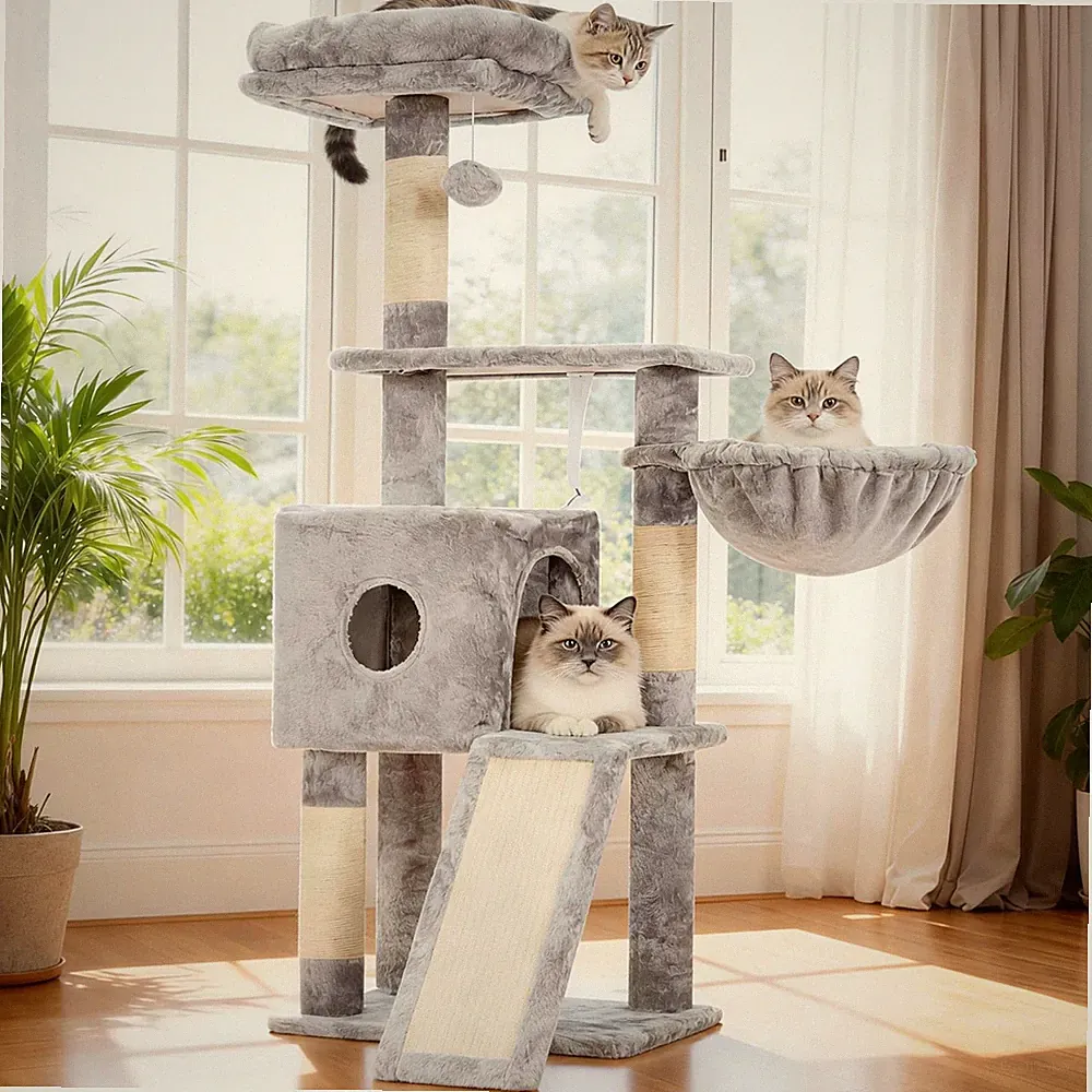 Hey-Brother Kratzbaum, 108Cm Indoor Katzenbaum, Mehrstöckiger Katzenkratzbaum Fü
