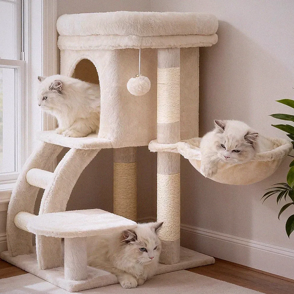 Heybly Katzenbaum, kleiner Kratzbaum für Katzen, 75 cm hoch, mit oberer