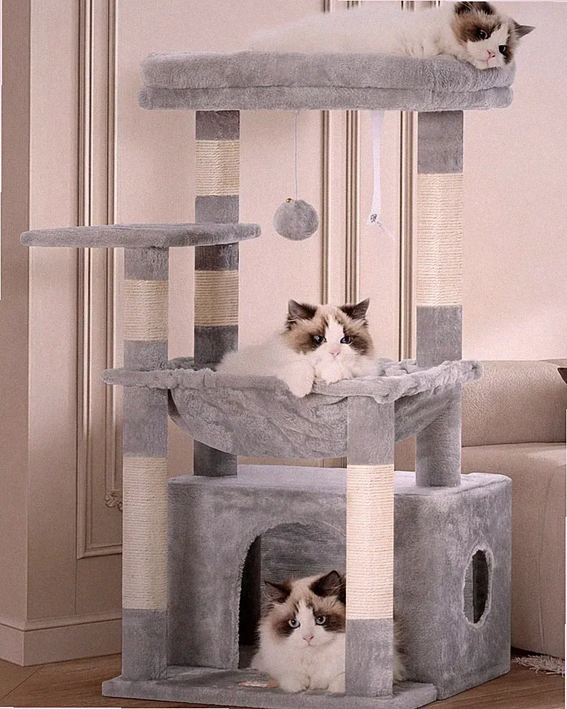 Heybly Kratzbaum, Katzenbaum mit Extra Großem, Weichem Katzenkorb, Katzenkrat...