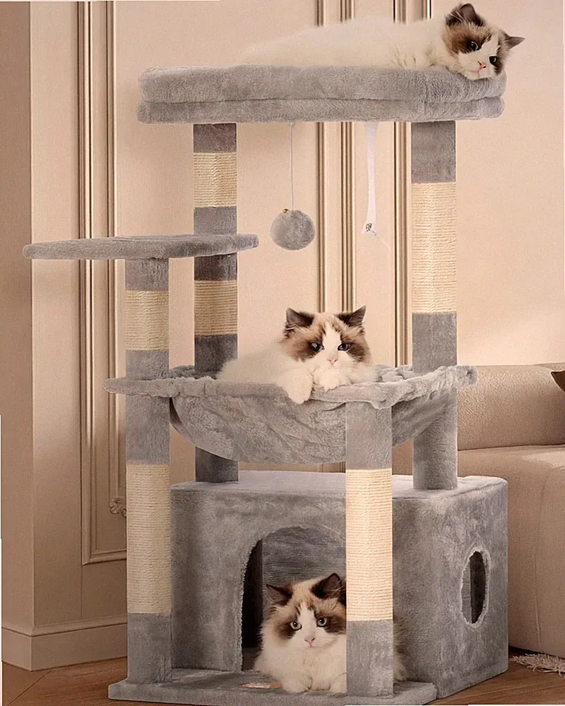 Heybly Kratzbaum, Katzenbaum mit Extra Großem, Weichem Katzenkorb, Katzenkrat...