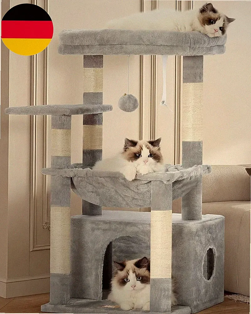 Heybly Kratzbaum, Katzenbaum Mit Extra Großem, Weichem Katzenkorb, Katzenkratzba