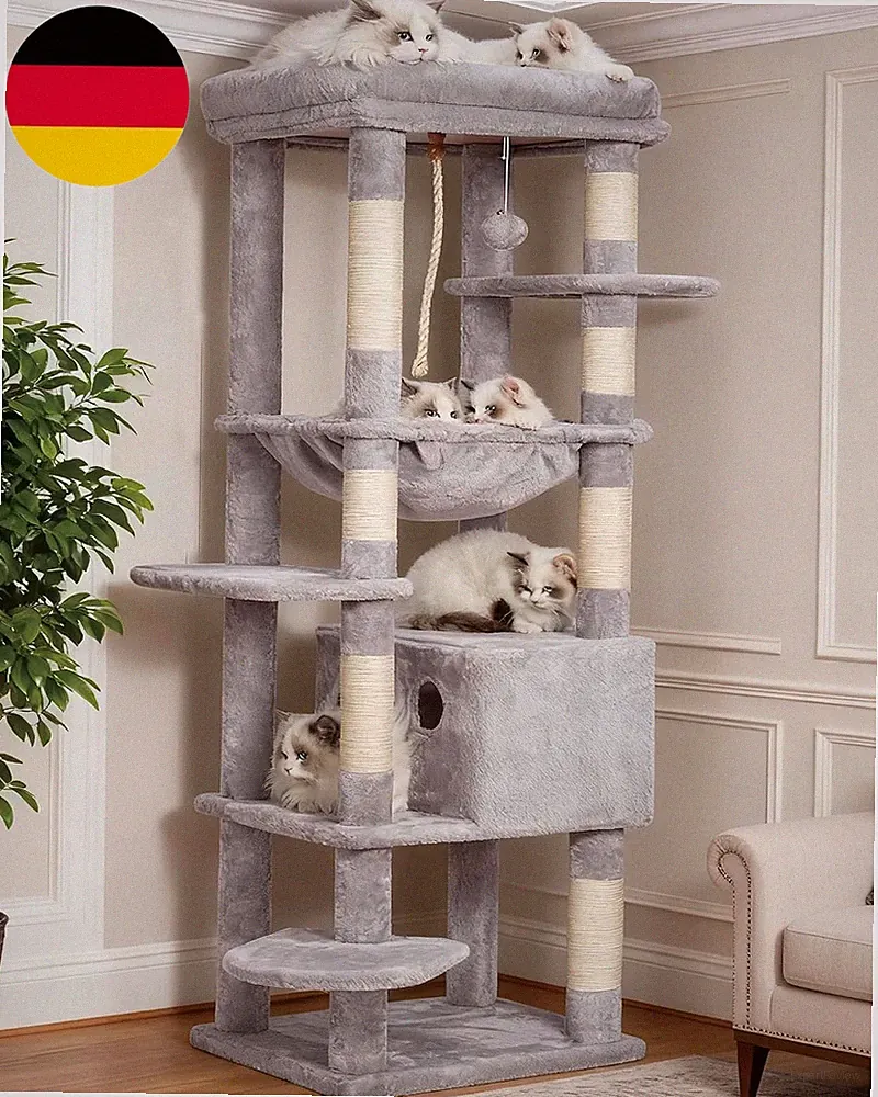 Heybly Kratzbaum, Mit Decken, Für Große Katze, Katzenbaum, Große Plattformen, Hö