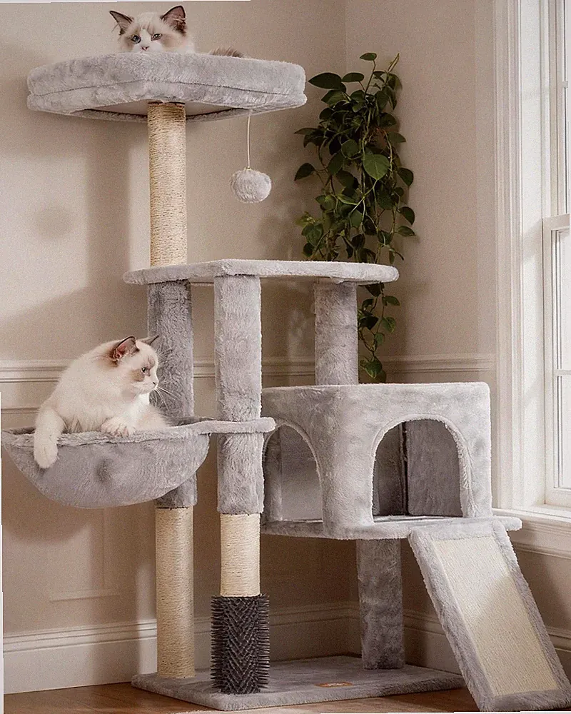 Heybly Kratzbaum mit Katzenbürste, Katzenbaum für Hauskatzen mit Gepolsterter...