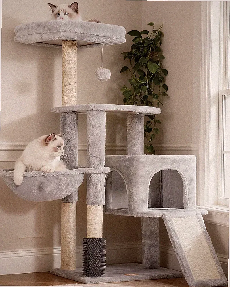 Heybly Kratzbaum Mit Katzenbürste, Katzenbaum Für Hauskatzen Mit Gepolsterter Si