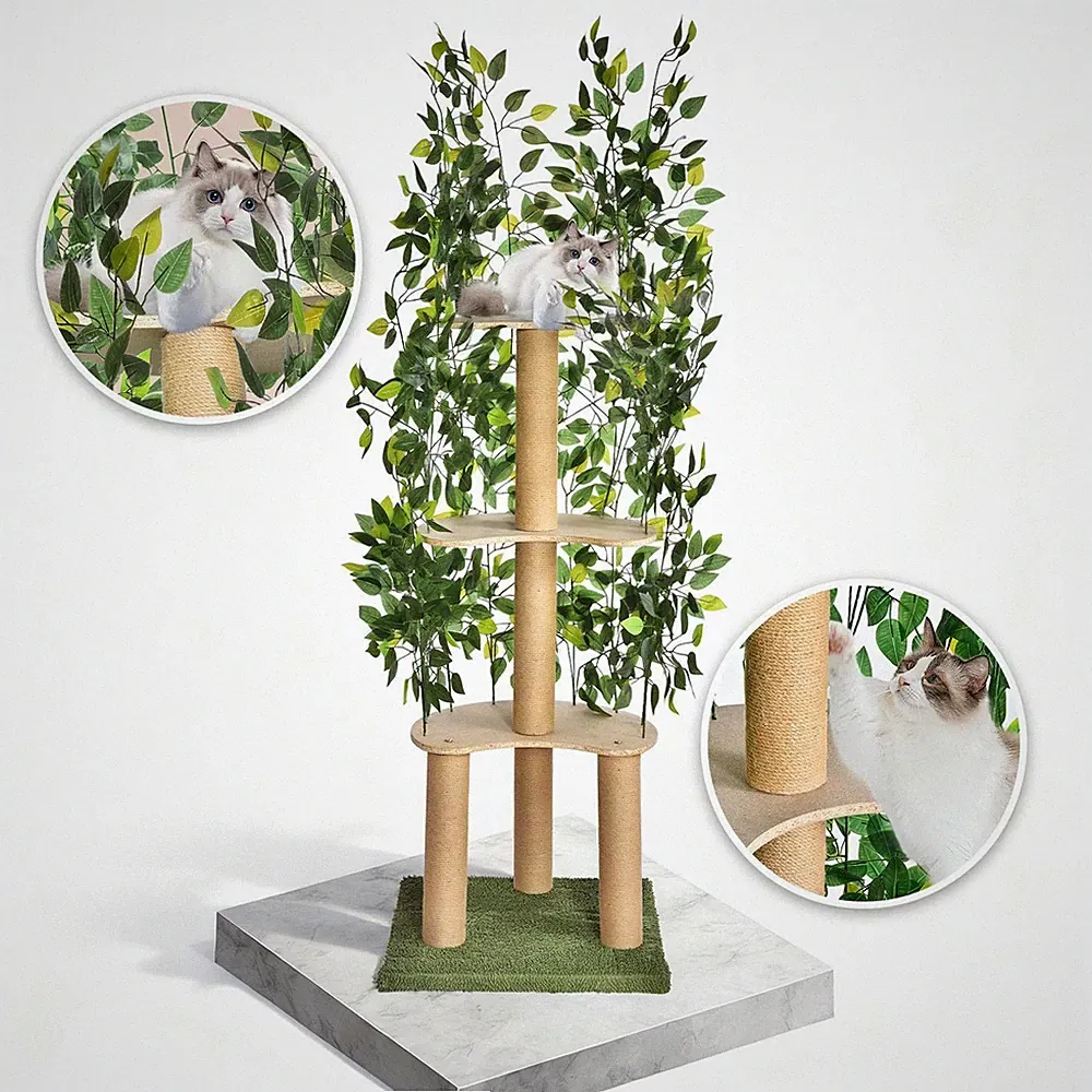 Holz Kratzbaum Kletterbaum Katzenbaum Sisal Katzenkratzbaum 150 cm XL