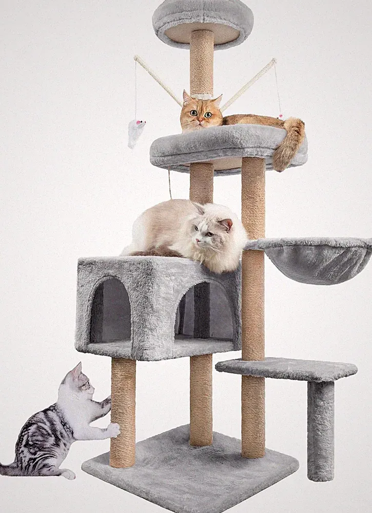 HOMIDEC Katzen Kratzbaum, 145 Cm Katzenbaum Kletterturm, Kletterbaum Aktivitätsk