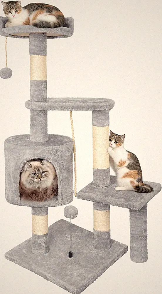 HOMIDEC Kratzbaum 112 cm Katzenkratzbaum für Indoor Katzen Katzen Katzen Turm Multi