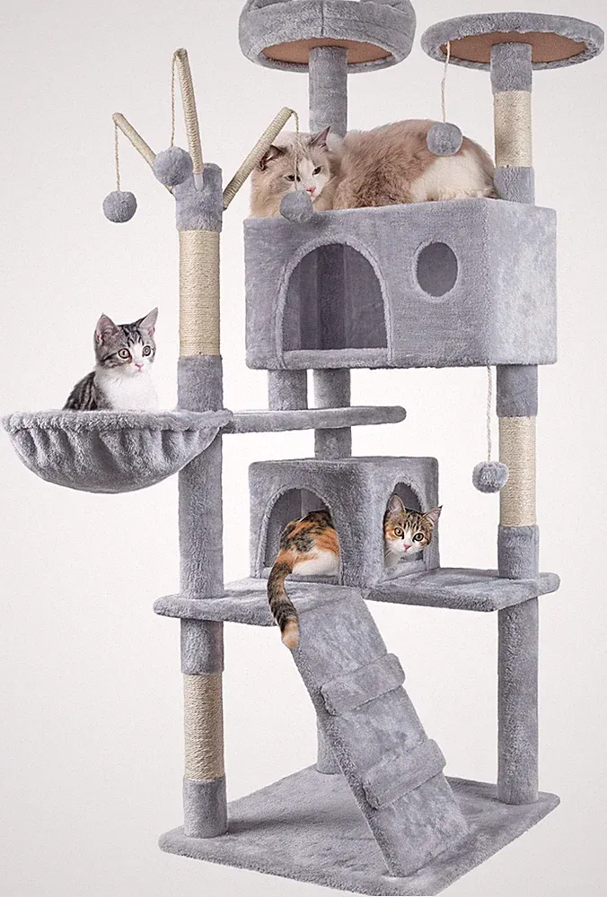 HOMIDEC Kratzbaum 151 cm Katzenturm für Indoor Katze mit Katzenkratzbaum