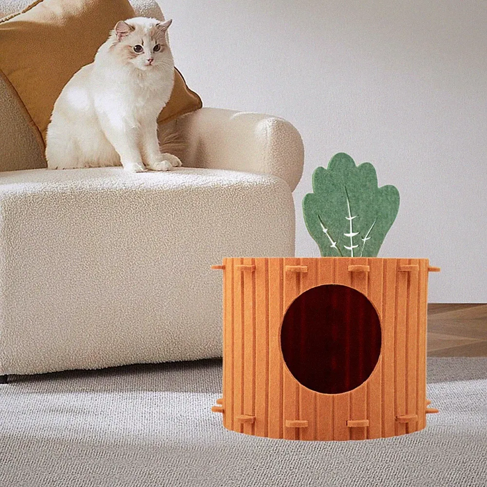Interaktives Katzenhaus aus Filz, Spielbereich, Kratzbaum, Höhle für kleine