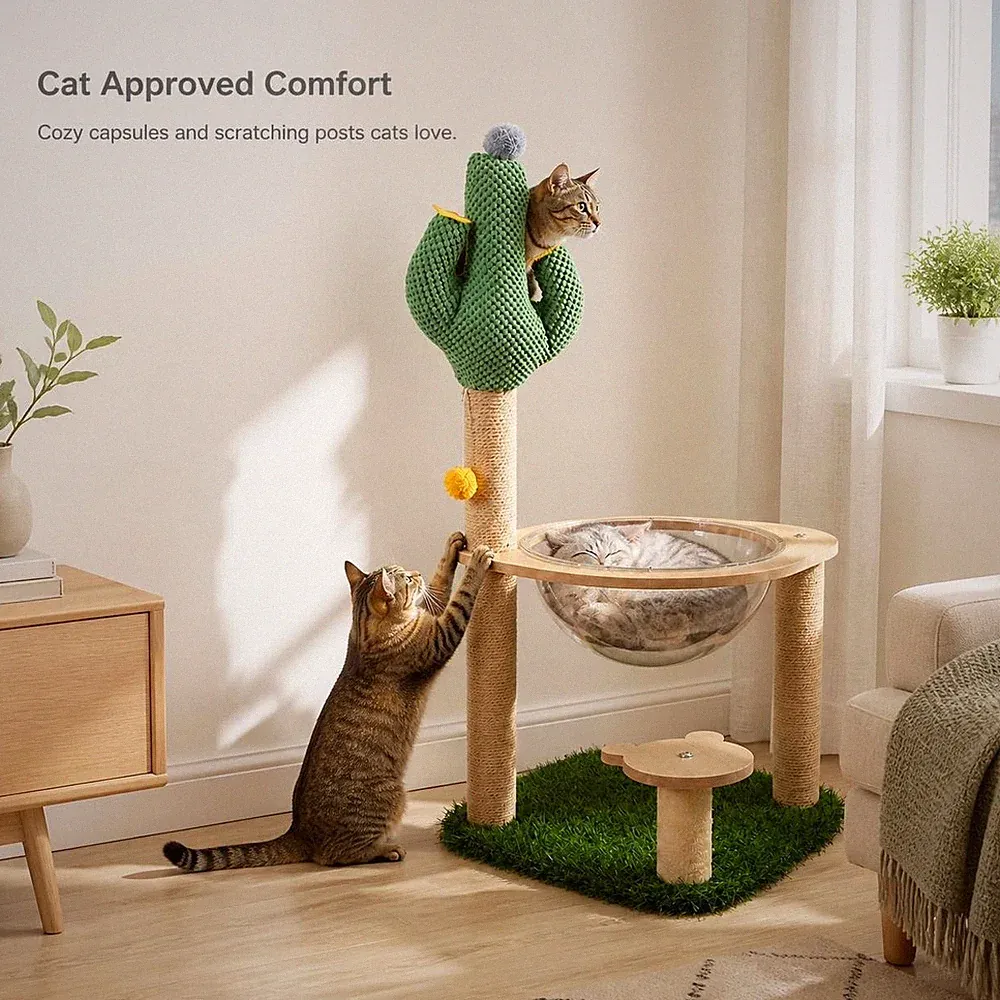Kaktusförmiger Katzen Kratzbaum, multifunktionaler Katzenbaum, zum Klettern