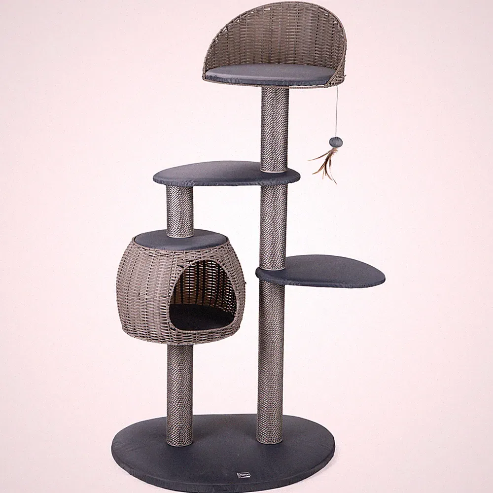 Karlie Kratzbaum Outdoor Misty grau 77x57x160 cm für Katzen wetterfest