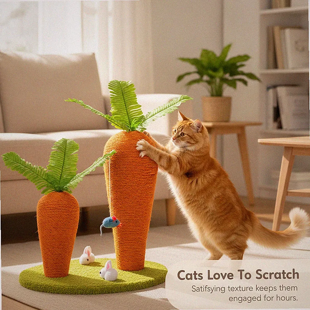 Karotten Katzenkratzbaum mit Drehtellerfuß - Indoor große Katzen