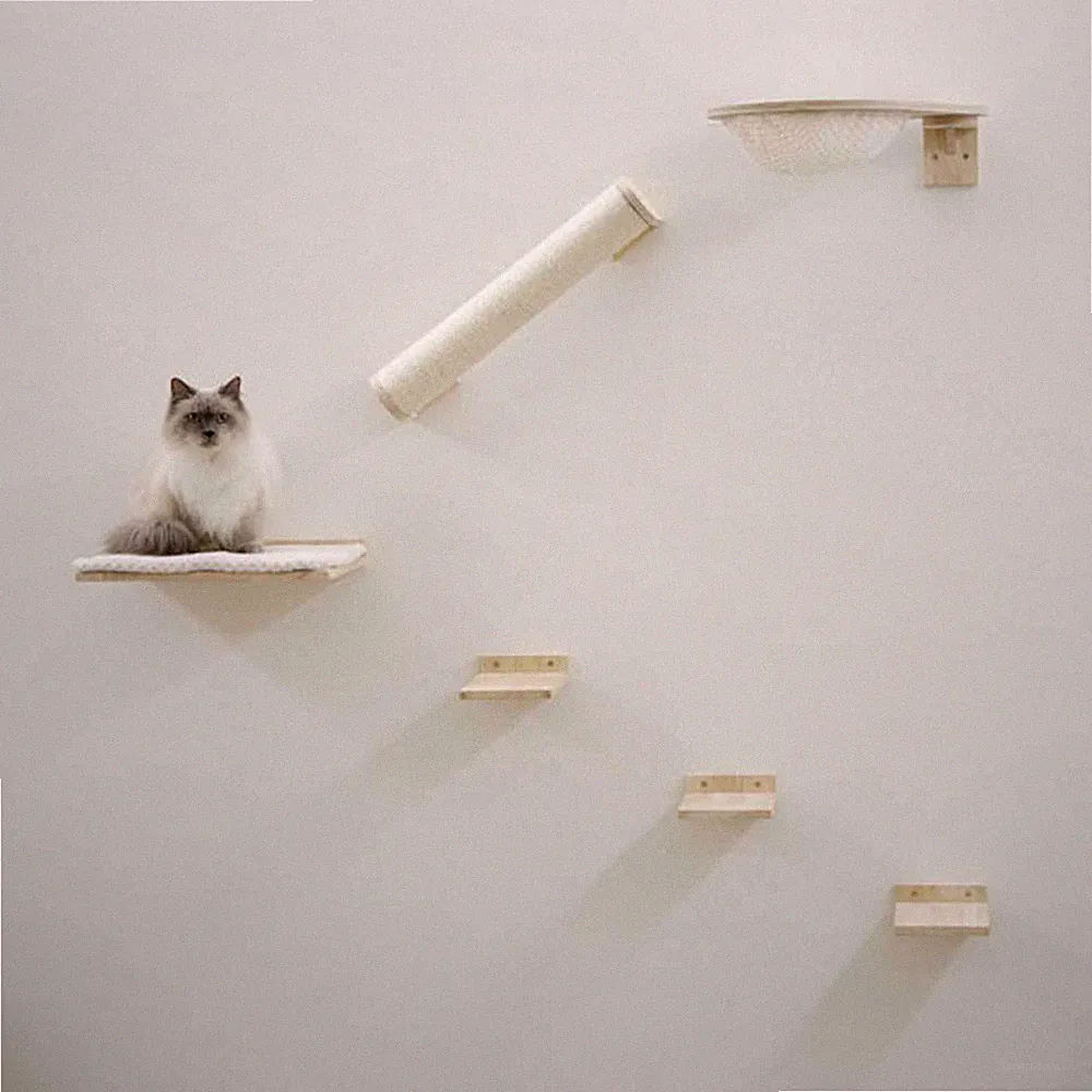 Katzen Kletterwand ROCKY Wandkratzbaum Kratzbaum Massivholz Sisalsäule