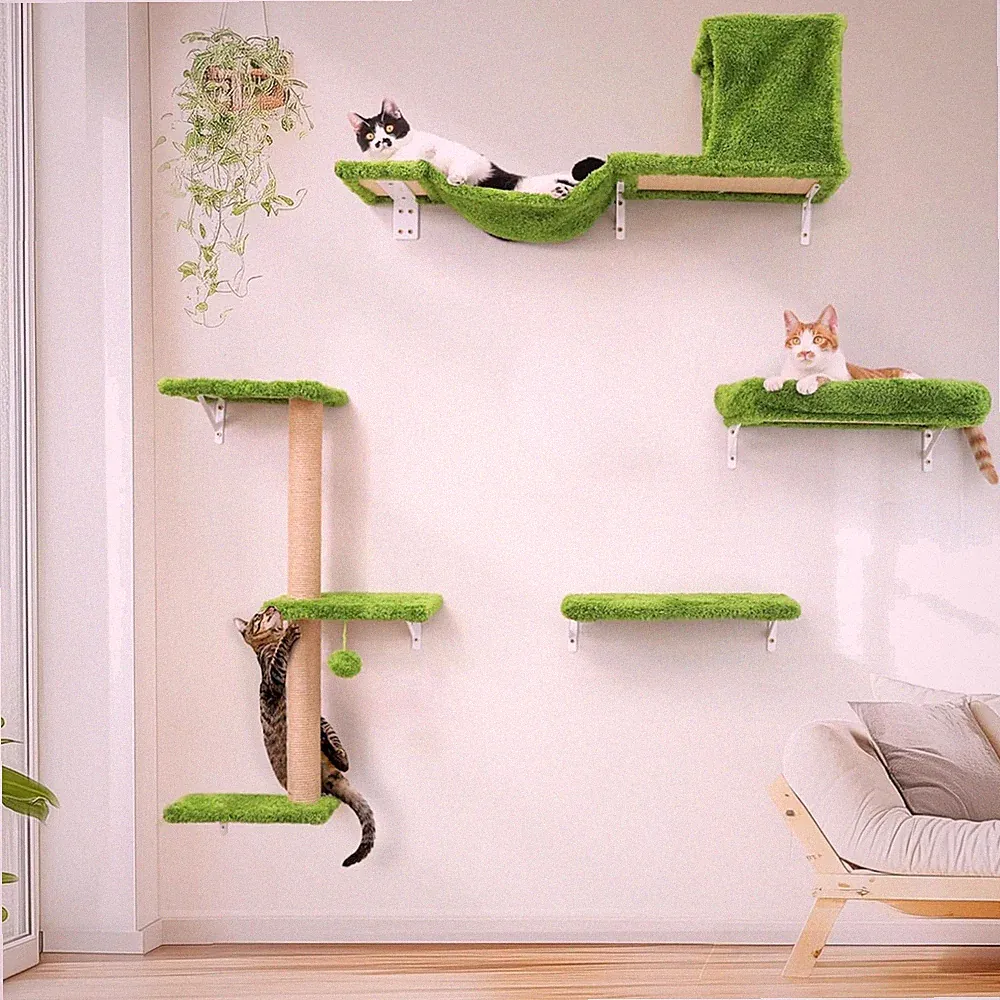 Katzen Kletterwand Set Kratzbaum Wandmontage Katzenregal Katzentreppe