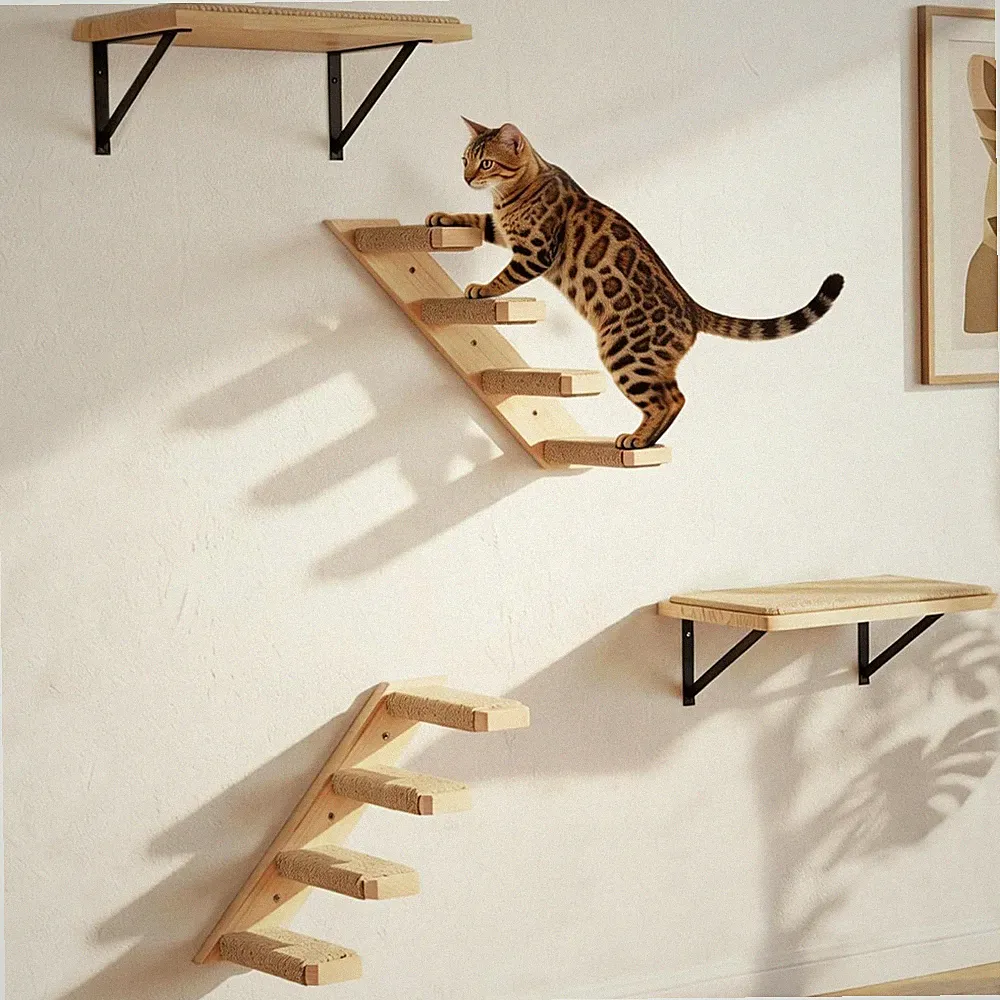 Katzen Kletterwand Set Wandmontage Kratzbaum Spiel- und Schlafplatz