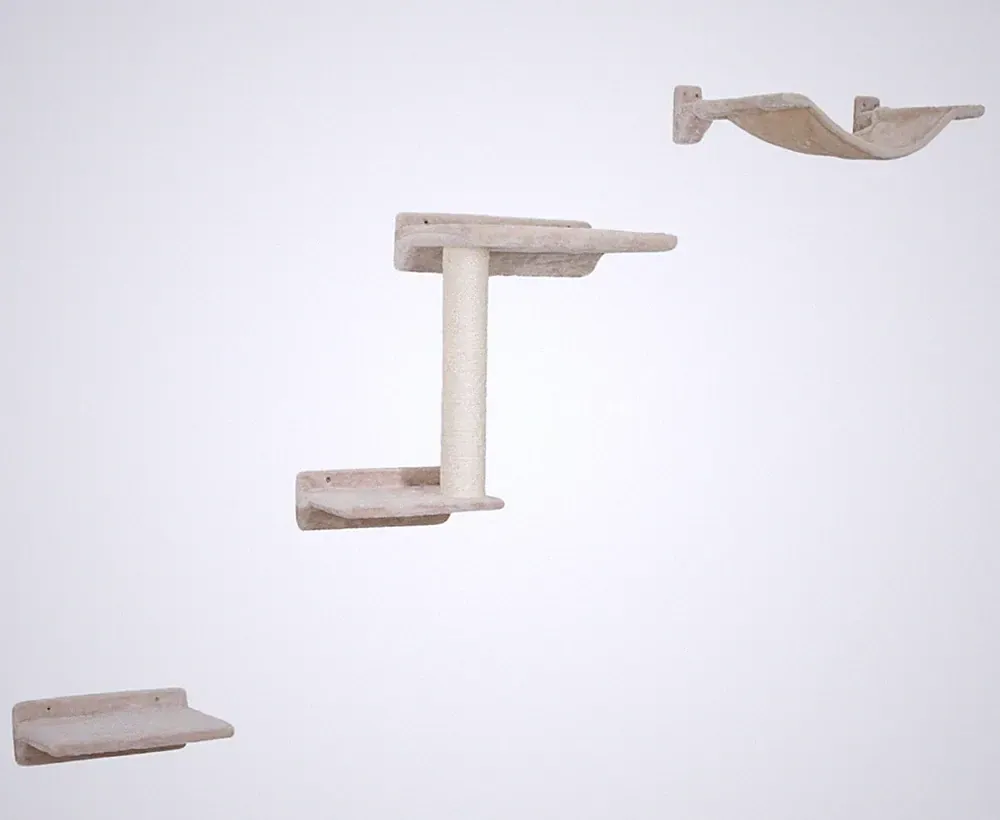 Katzen Kletterwand Wandkratzbaum Kletterlandschaft Zugspitze 5 teilig beige