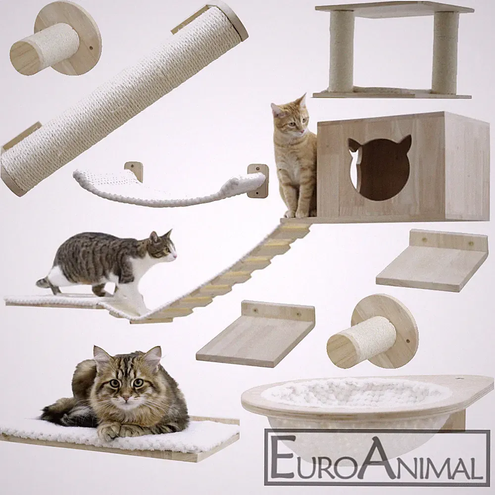 Katzen Kletterwand Wandkratzbaum Spielplatz Kratzbrett Katzenhöhle Echtholz