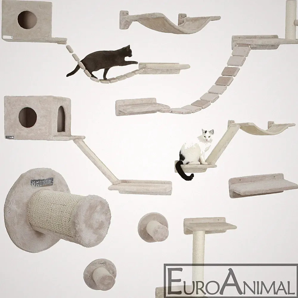 Katzen Kletterwand Wandkratzbaum Wand Kratzbrett Hängematte Katzenhöhle Säule