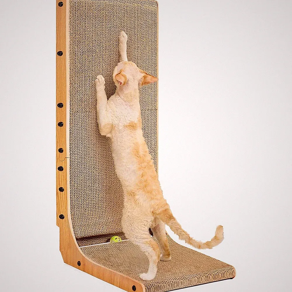 Katzen Kratzbaum, 81 cm hoch L Form, Kratzmöbel, Wandmontage, Spielzeug, groß