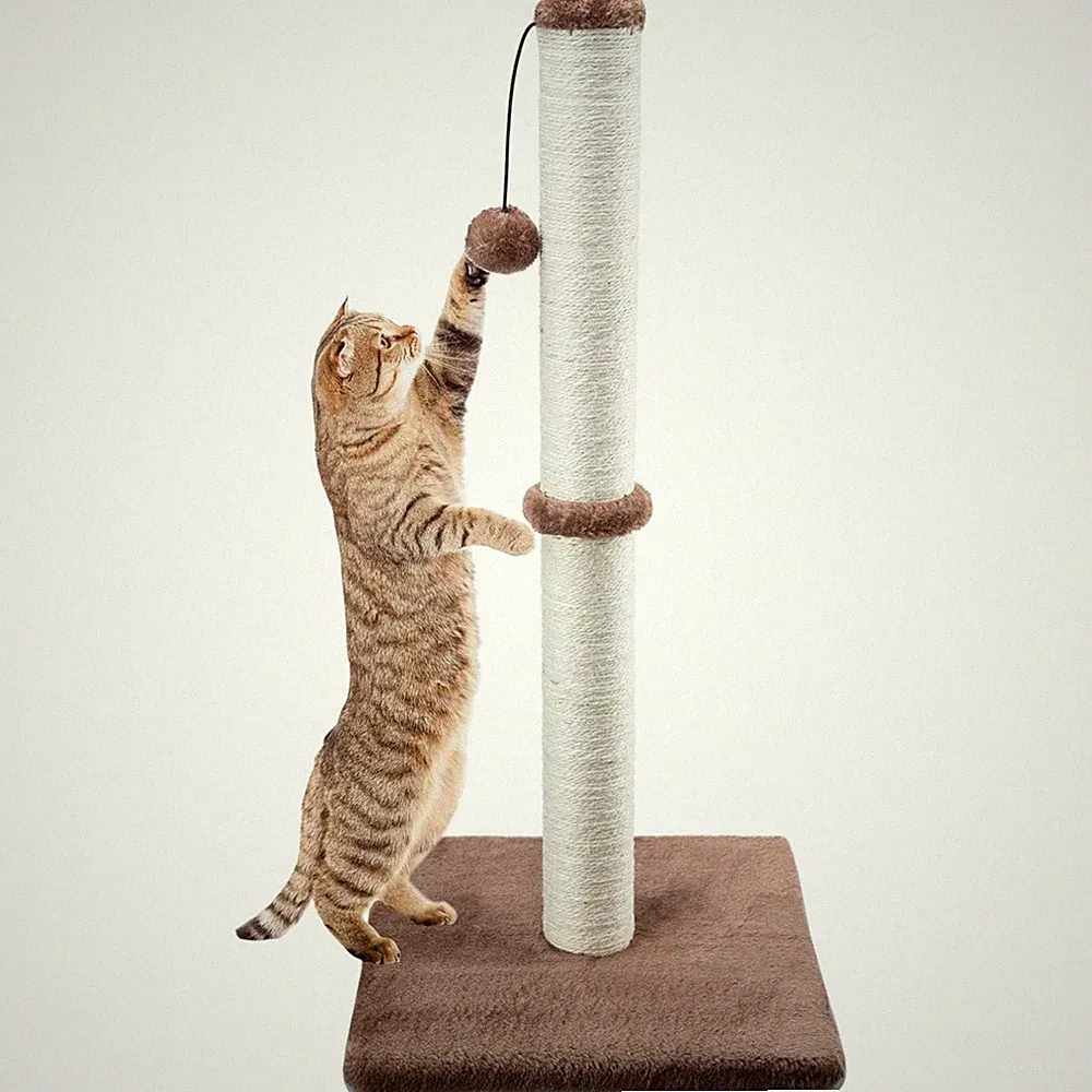 Katzen-Kratzbaum aus Holz mit Sisalseil und Plüschbezug für Innenbereich