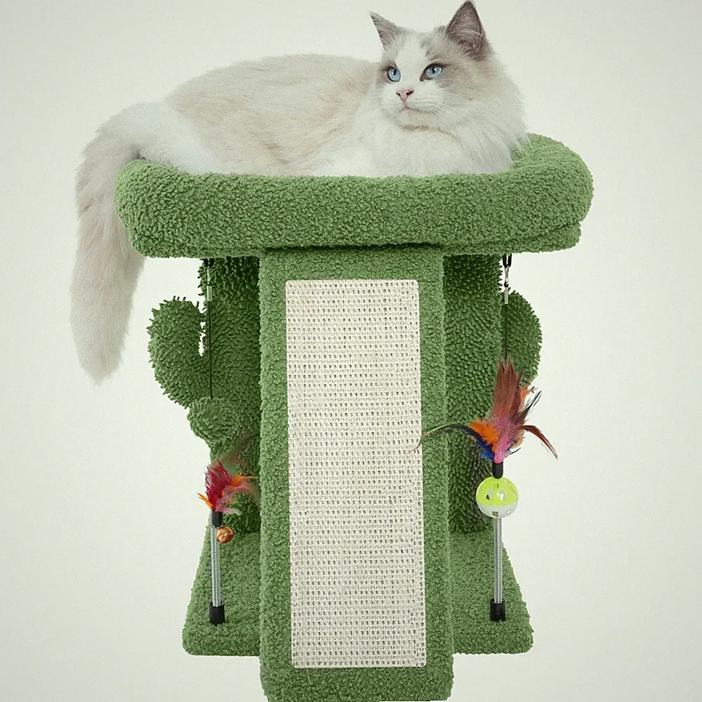 Katzen Kratzbaum Indoor Kletterbaum Spielzeugbälle Grün Stabilität Sicherheit
