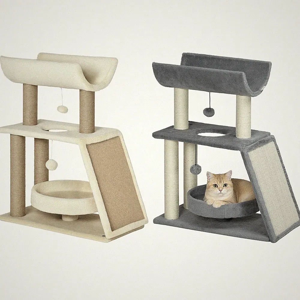 Katzen Kratzbaum Klein, 76 cm Katzenbaum mit Spielball, Bett, Kratzbrett