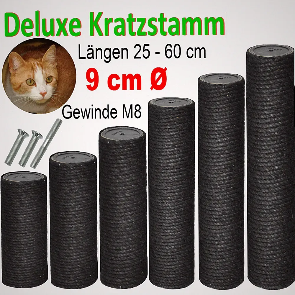 Katzen Kratzbaum Kratzstamm Ersatz Stamm Sisalstamm Kratzstamm 9 cm schwarz Ø