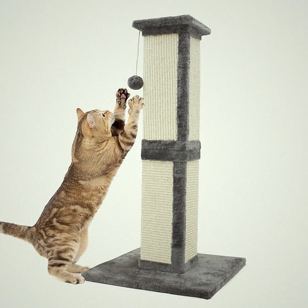 Katzen Kratzbaum Kratzstamm Sisal Kratzsäule Kratzspielzeug Grau 81cm Stabilität
