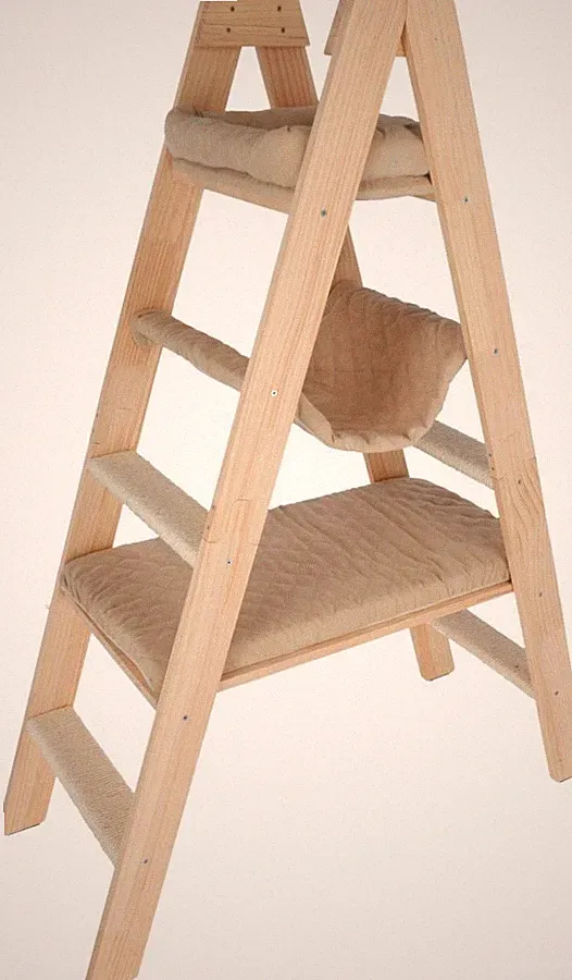Katzen Kratzbaum Ladder Echtholz Katzenleiter Katzentreppe Massivholz Katzenbett