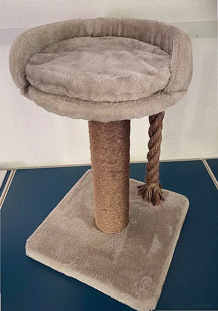 Katzen Kratzbaum mit Kratzstamm Kratzbaum + Liegefläche 60x40cm BeigeBraun NEU