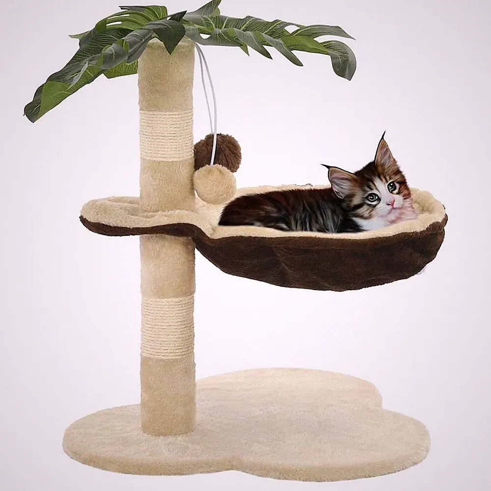 Katzen-Kratzbaum Mit Sisal-Kratzstange 50 Cm Beige Und Braun