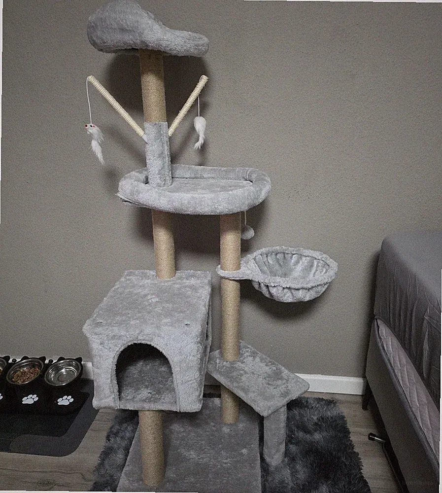 Katzen Kratzbaum Pink, 138 cm Höhe