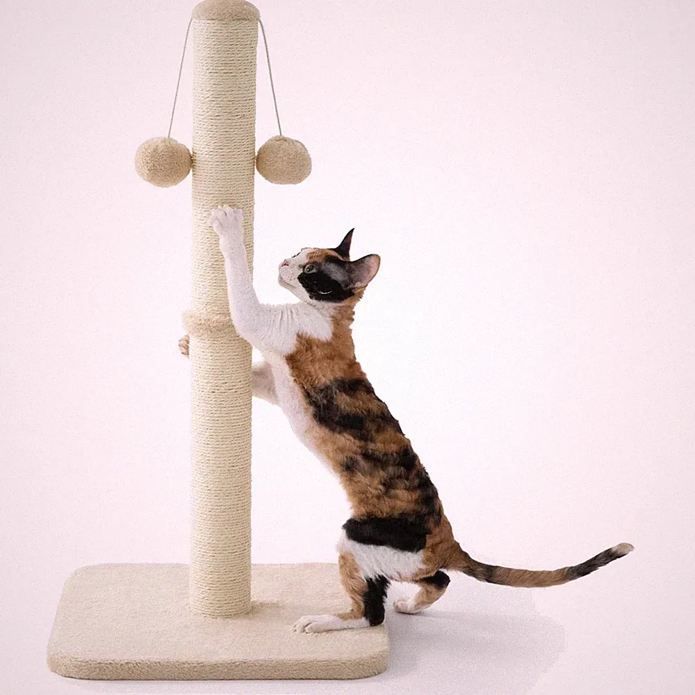 Katzen Kratzbaum Sisal Kratzsäule Kleiner Kratzbaum mit Spielball 36x36x74cm