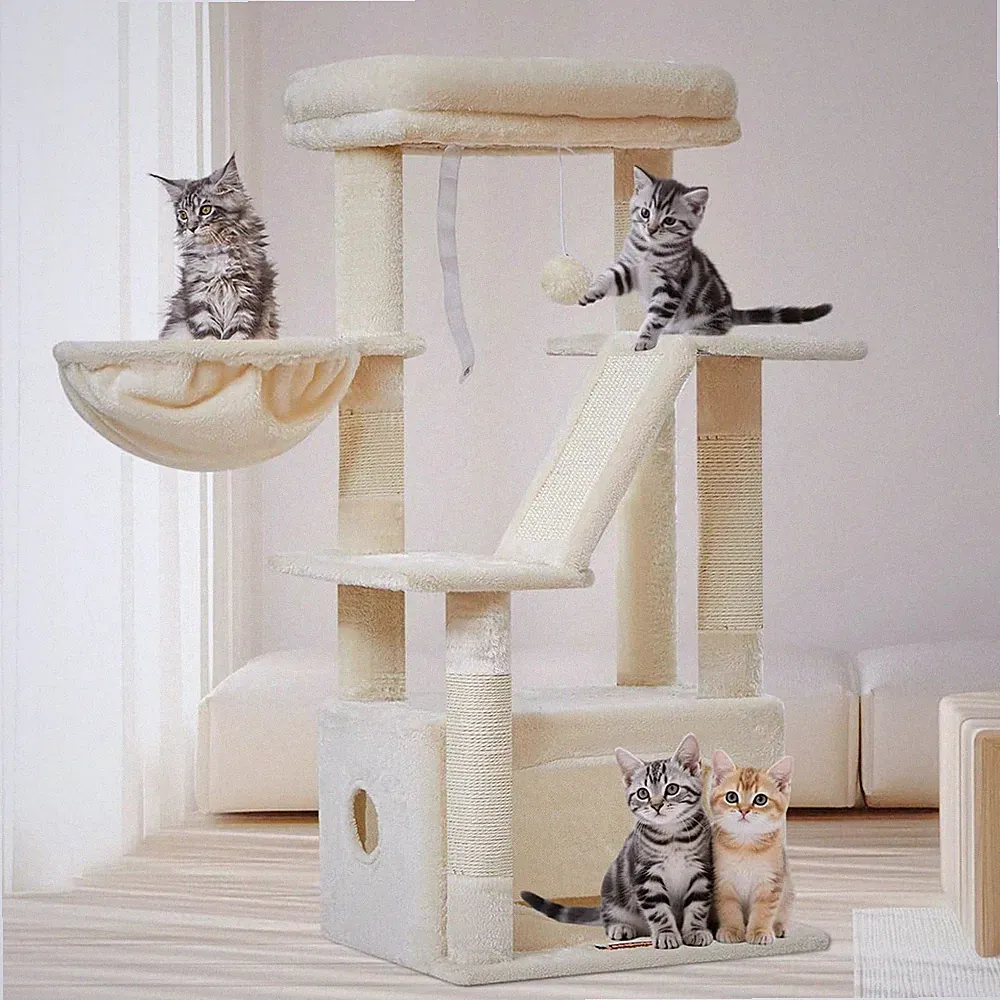 Katzen Kratzbaum Wohnungskatzen Kätzchen Plüsch Sisal Stabil 98cm