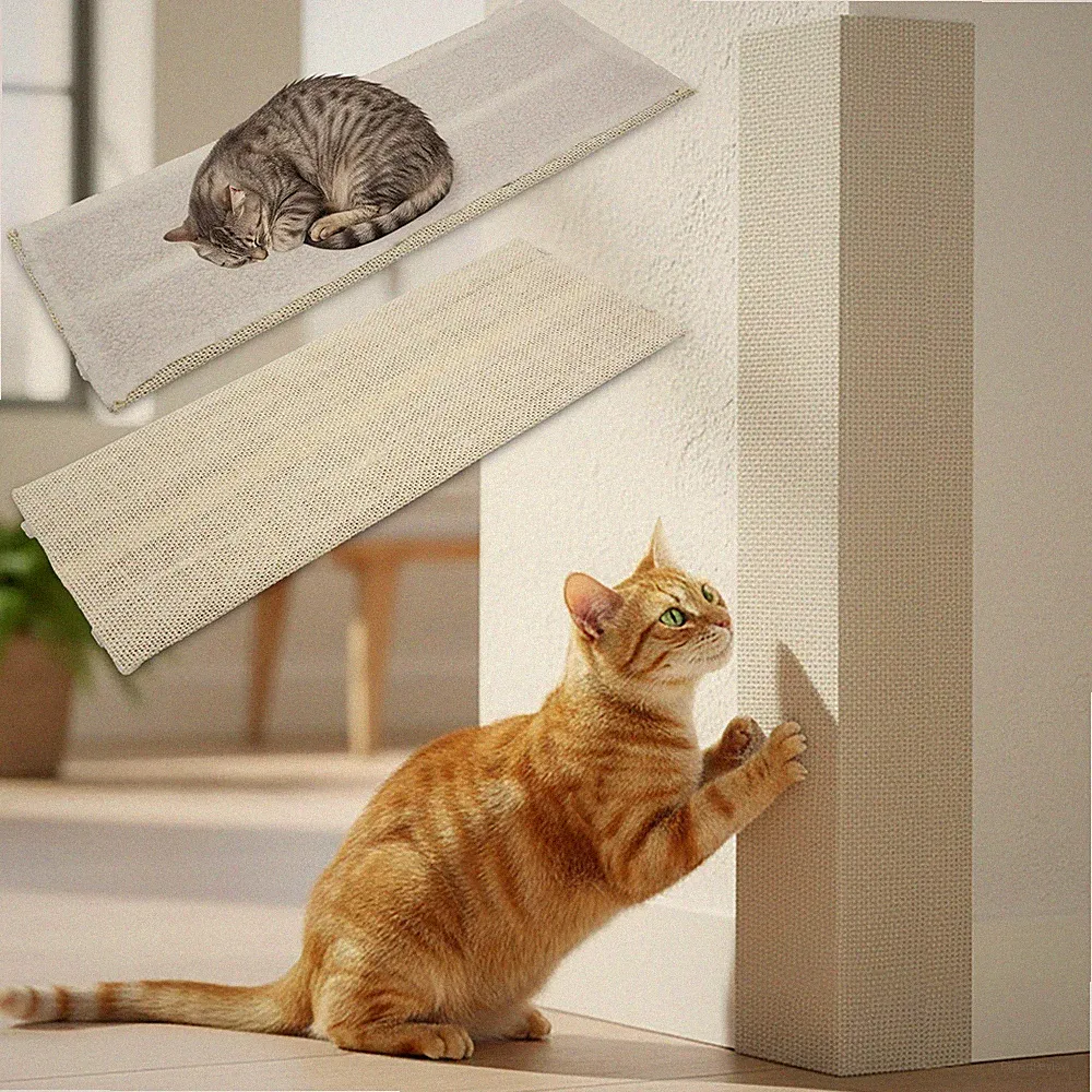 Katzen Kratzbrett 2-seitig Sisal + Plüsch - 80 cm - Wand Kratz Ecke Matte Baum