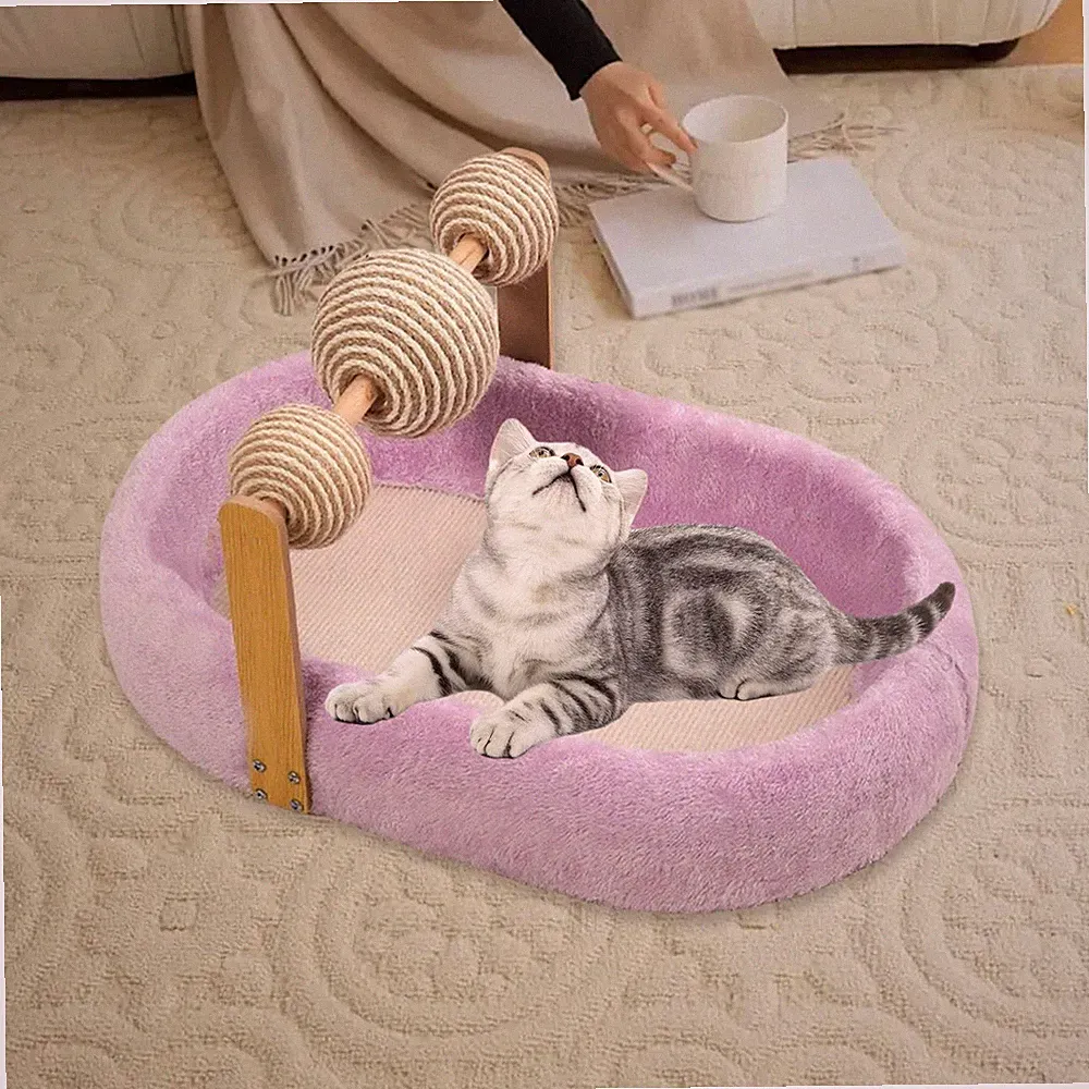 Katzen Kratzbrett Katzenkratzbrett mit Sisalkugel Lounge Nest Möbel
