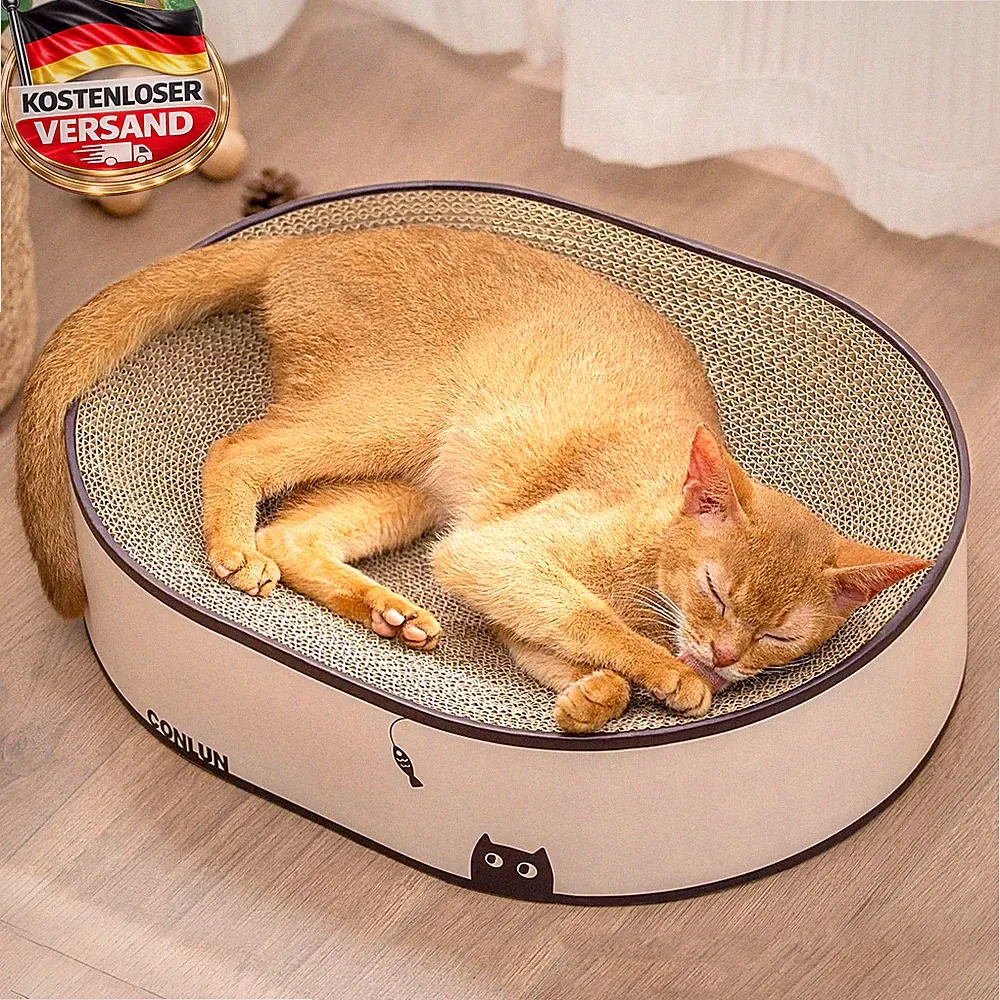 Katzen-Kratzbrett oval mit Kratzsofa Lounge naturkarton keine Montage
