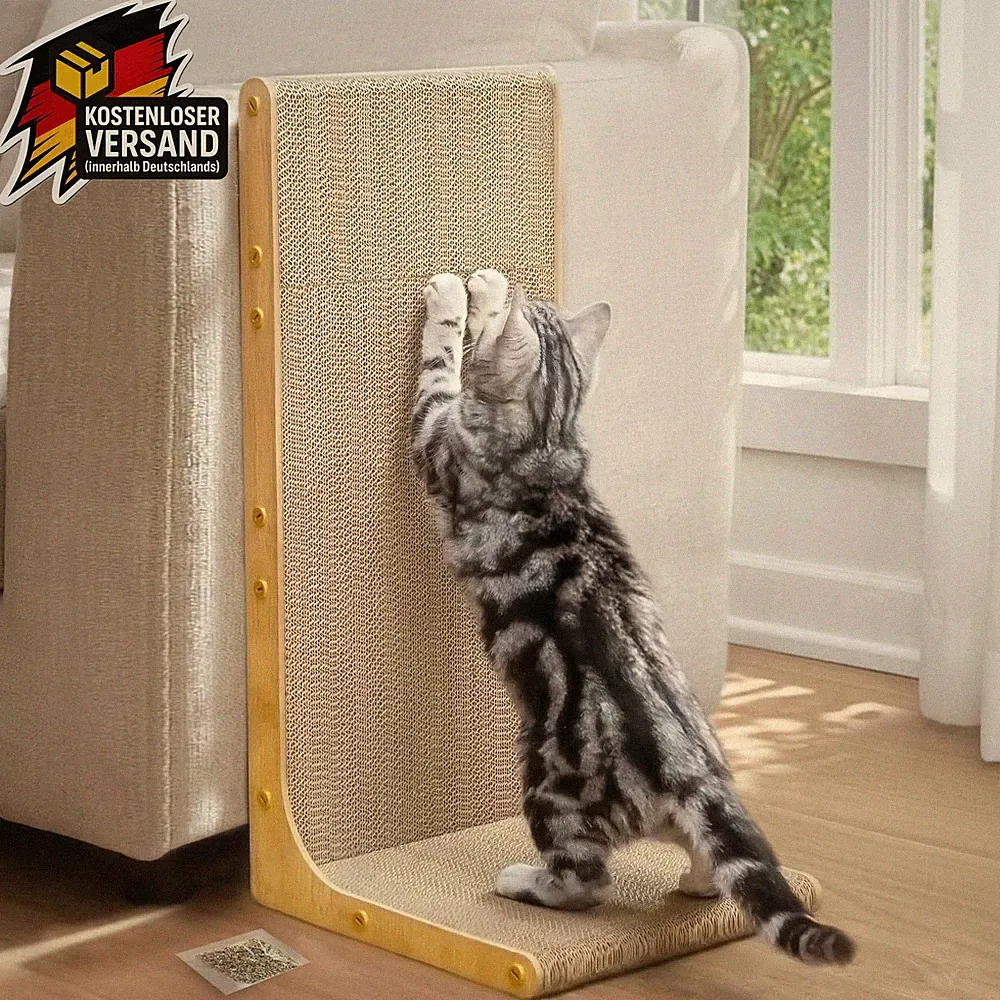 Katzen Kratzbrett Wandmontage vertikal 58 cm Holzoptik Möbelschutz