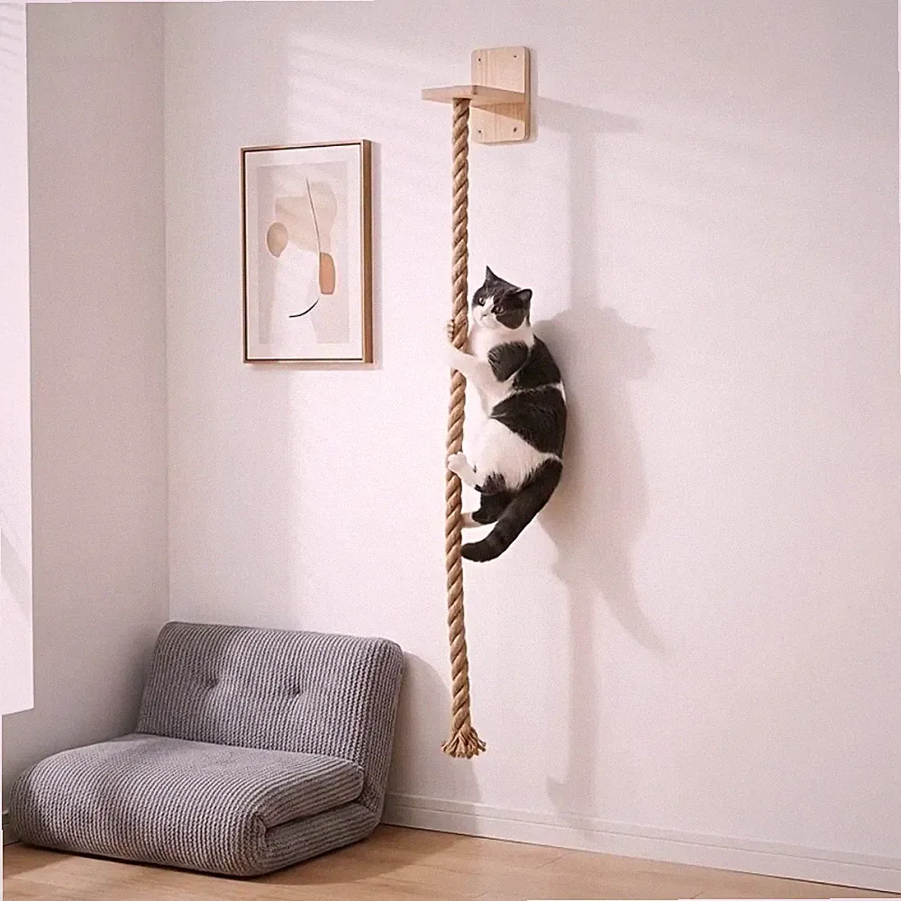 Katzen Kratzstamm Wandmontage Sisalseil Kletterseil mit Plattform