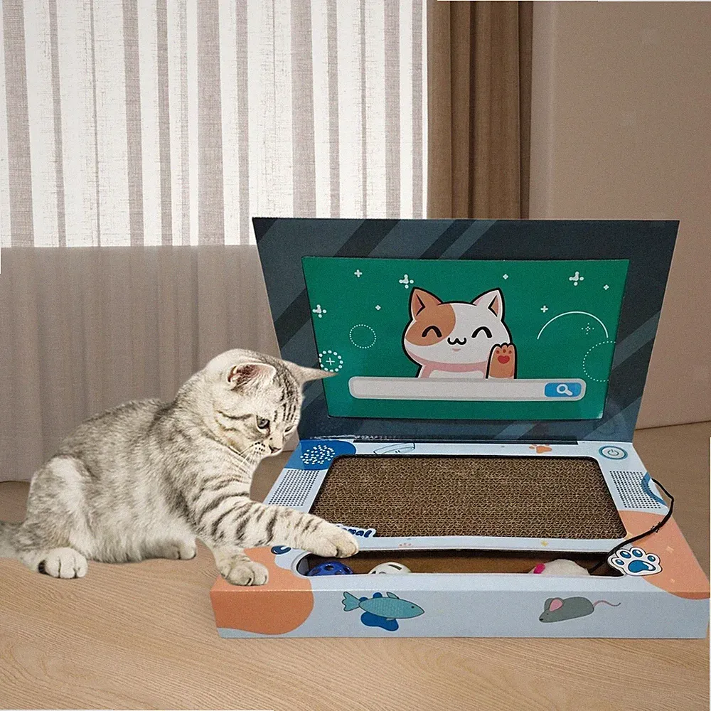 Katzen Laptop Kratzbaum, Faltbarer Katzen Computer für Geschenke für