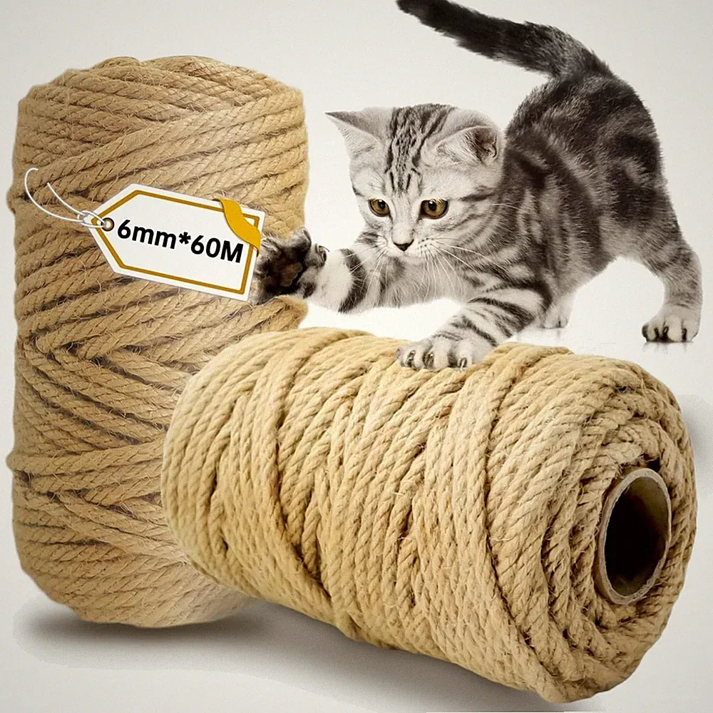 Katzen Seil Sisalseil Kratzbaum 6mm 60m Natur Jute 2 Stück
