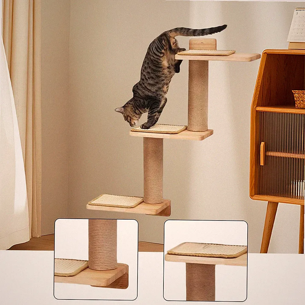 Katzen-Wandregale, interaktiver Kratzbaum zum Spielen, Kratzen, Nickerchen