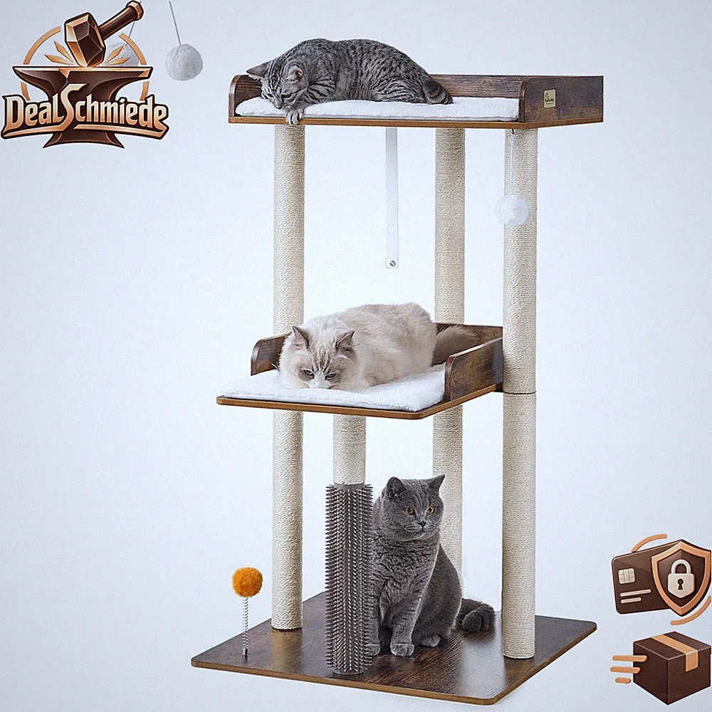 Katzenbaum 111cm Katzenturm für große Erwachsene Hauskatzen Möbel Katzen