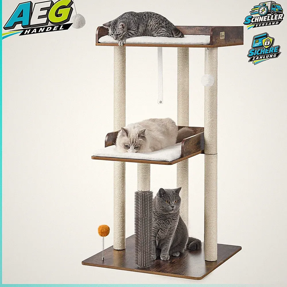 Katzenbaum 111cm Katzenturm für große Erwachsene Katzen Möbel Katzenzubehör