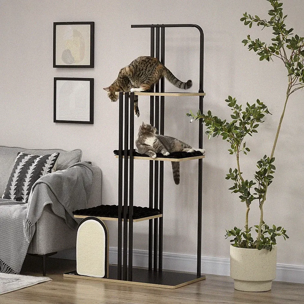 Katzenbaum 170cm Großer Kratzbaum mit Kissen, Kratzbrett, 3 Plattformen, Katzen