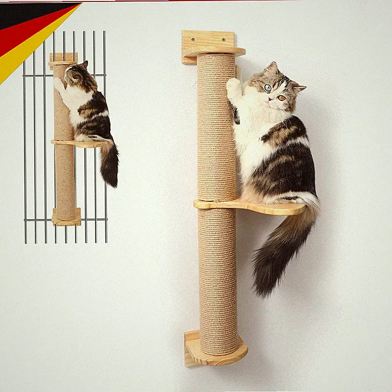 Katzenbaum 93cm Hoch Kratzbaum mit Katzentreppe Kratzpfosten Holz Jute